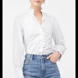 NWT! Rebecca Taylor La Chemise Poplin Ruffle Top